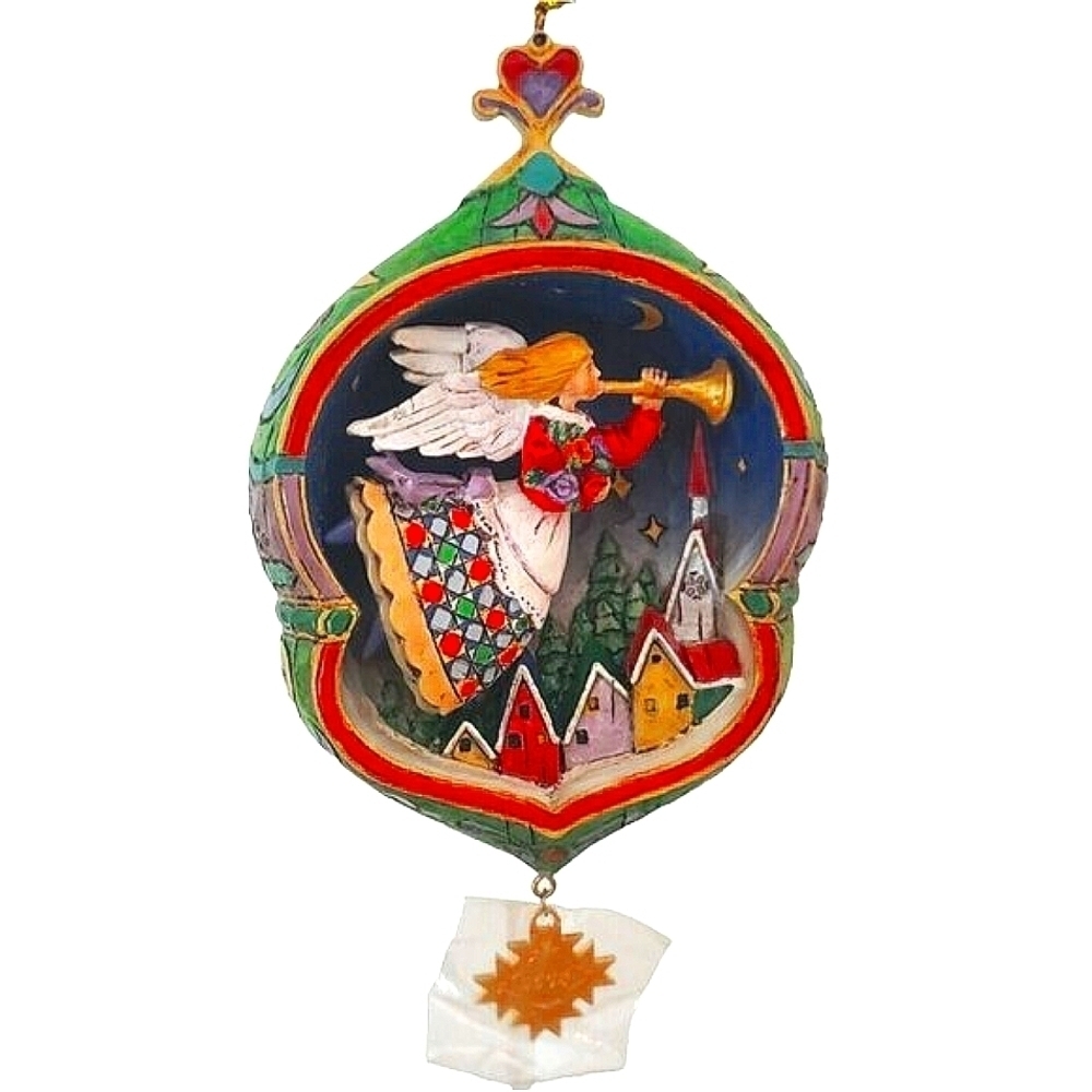 2008 JIM SHORE A HEAVENLY TUNE ANGEL VILLAGE CHRISTMAS ORNAMENT DANBURY MINT
